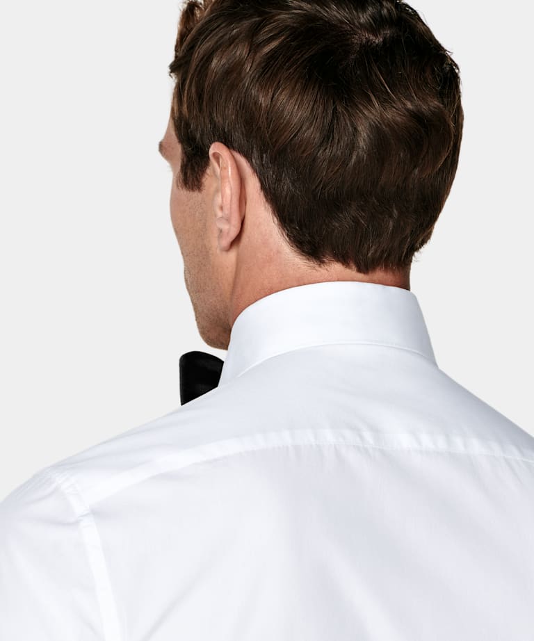 White Twill Tailored Fit Tuxedo Shirt